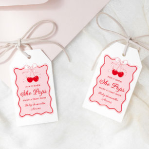 Pop it when she pops Cherry On Top Baby Shower Gift Tags