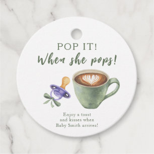 Pop it when she pops! Coffee baby shower Favor Tags