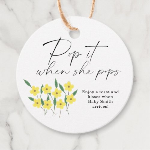 Pop it when she pops elegant Wildflowers Favor Tags