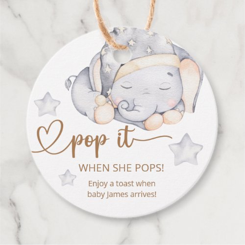 Pop It When She Pops Elephant Baby Shower Favor Tags