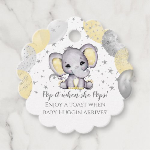 Pop It When She Pops Elephant Baby Shower Favor Tags