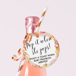 Pop it when she pops Fall Baby Shower Favor tags