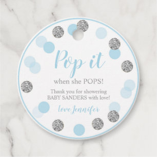 Pop it when she Pops Favor Tags Baby Boy Blue