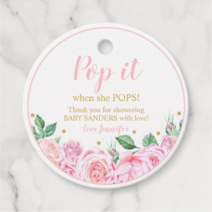 Pop it when she Pops Favor Tags Baby Girl