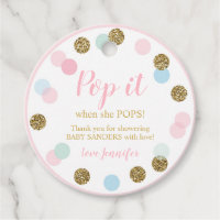 Pop it when she Pops Favor Tags Baby Girl Confetti