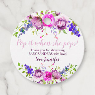 Pop it when she Pops Favor Tags Baby Girl Purple
