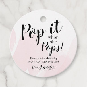Pop it when she Pops Favor Tags Watercolor Pink