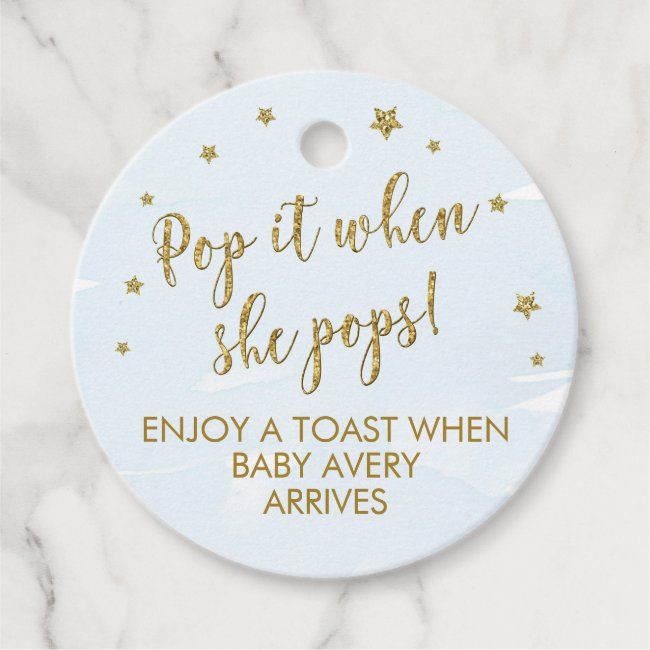 Pop it when she pops favor tags, Wine Tag