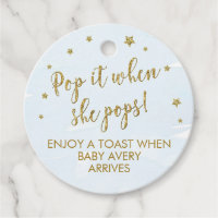 Pop it when she pops favor tags, Wine Tag