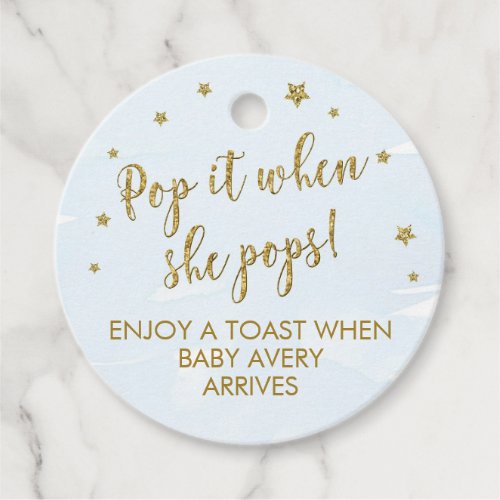 Pop it when she pops favor tags Wine Tag
