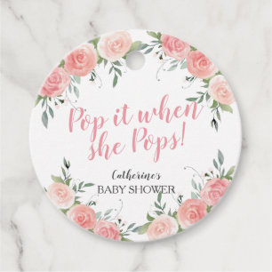 Pop it when She Pops Floral Baby Shower Favor Tags
