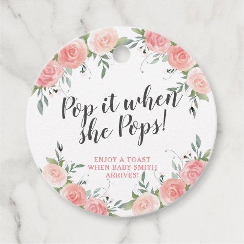 Pop it when She Pops Floral Baby Shower Favor Tags