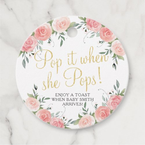 Pop it when She Pops Floral Baby Shower Favor Tags