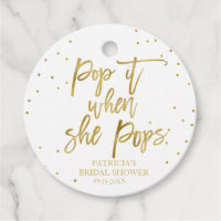 Pop It When She Pops Gold Foil Baby Shower Favor Tags