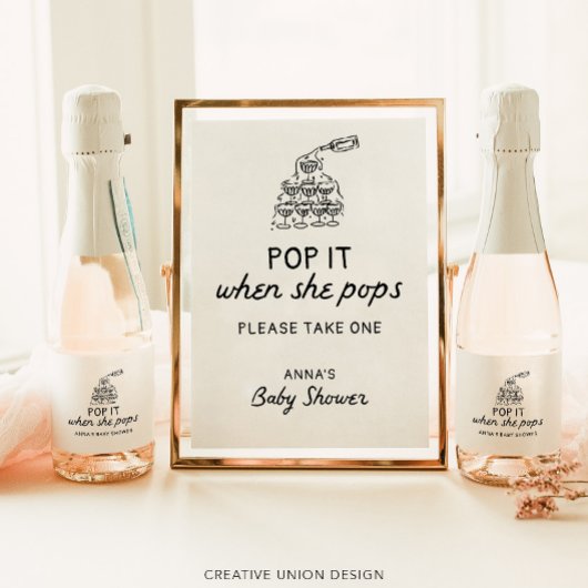 Pop It When She Pops Hand Drawn Baby Shower Favor