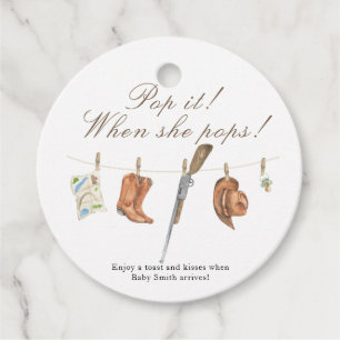 Pop it when she pops! - Hunter Baby shower Favor Tags