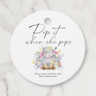 Pop it when she pops - little lamb - favor tags