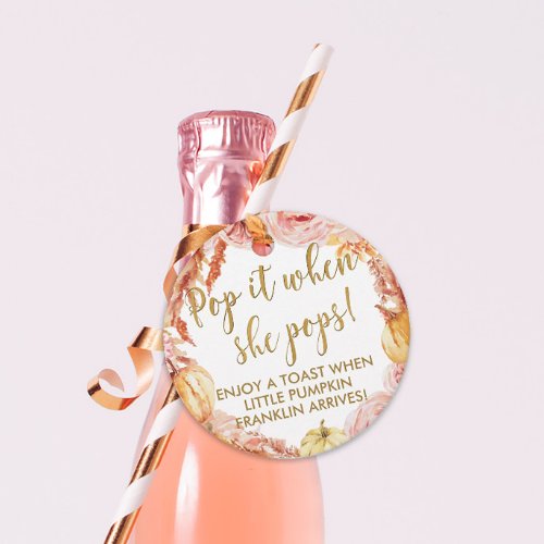 Pop it when she pops Little pumpkin Favor tags