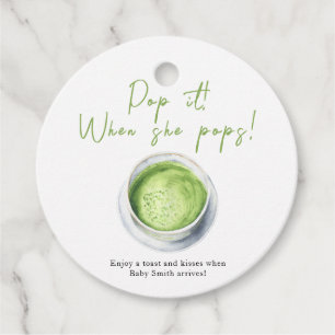 Pop it when she pops! Matcha Latte Baby shower Favor Tags