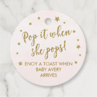 POP IT when she pops mini wine bottle tags, favor Favor Tags