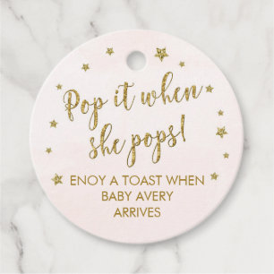 POP IT when she pops mini wine bottle tags, favor Favor Tags