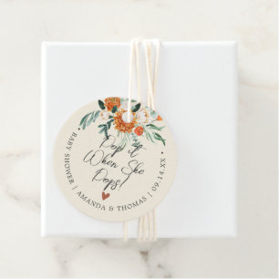 Pop it When She Pops Orange Flowers Baby Shower Favor Tags