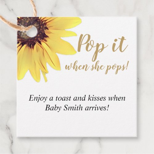 Pop it When She Pops Painted Sunflower Favor Tags