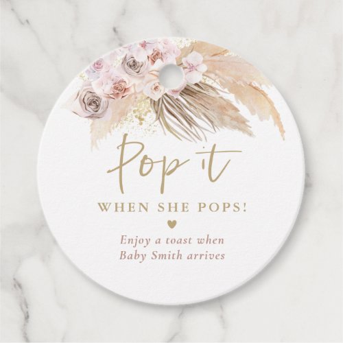 Pop It When She Pops Pampas Grass Baby Shower Favor Tags