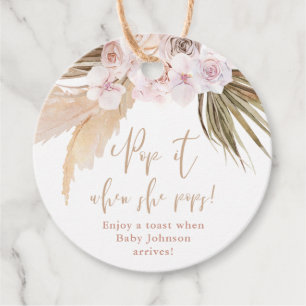 Pop it when she pops Pampas grass tropical leaves Favor Tags