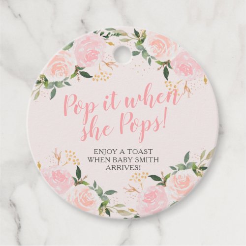 Pop it when She Pops Pink Floral Baby Shower Favor Tags