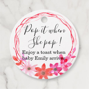 Pop it When She pops pink floral Favor Tags