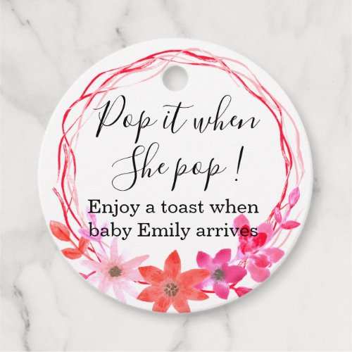 Pop it When She pops pink floral  Favor Tags