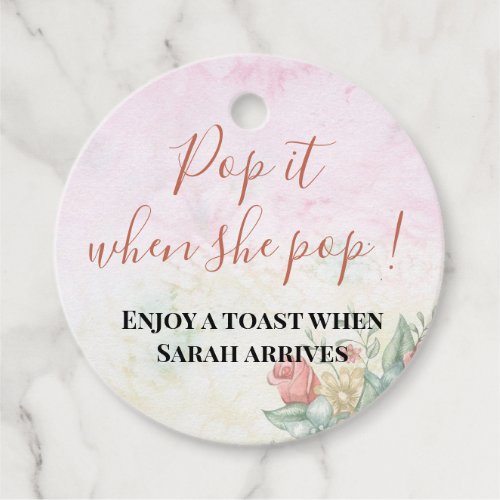 Pop it When She pops pink floral Favor Tags