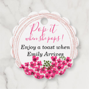 Pop it When She pops pink floral Favor Tags