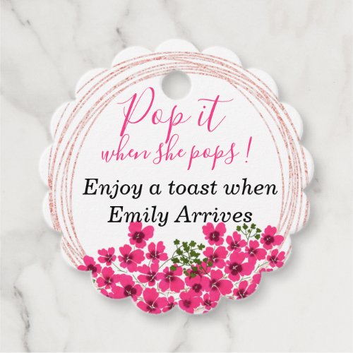 Pop it When She pops pink floral Favor Tags