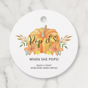 Pop it when she pops  - pumpkin favor tags