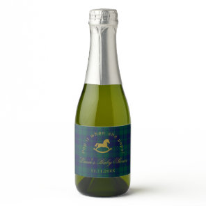 Pop it when she pops Rocking horse Plaid Sparkling Wine Label