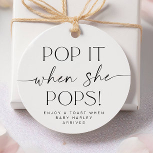 Pop It When She Pops Round Baby Shower Favor Tag