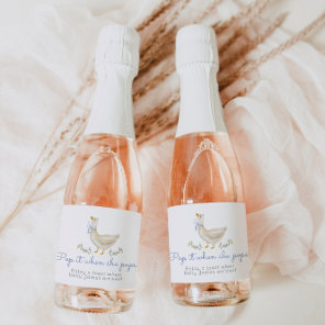 Pop it when she pops Silly Goose baby shower Sparkling Wine Label