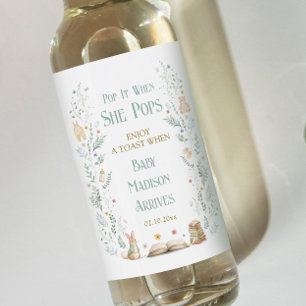 Pop it When She Pops Story Book Baby Shower Wine Label