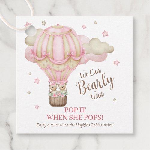 Pop It When She Pops Teddy Bear Baby Shower Favor Tags