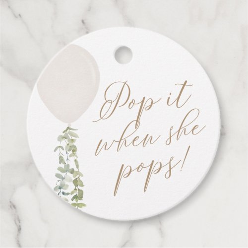 Pop it When She Pops White Balloon Baby Shower Favor Tags