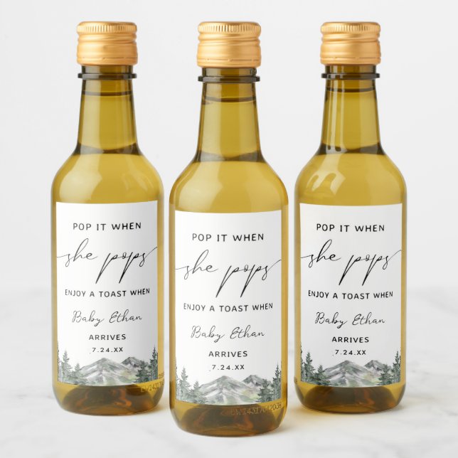 Pop it When She Pops Wild One Winter Baby Shower Wine Label (Bottles)