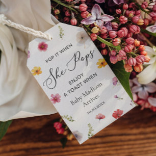 Pop it when She pops Wildflower Baby Shower Favor Gift Tags