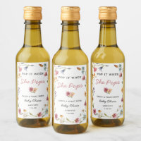 Pop it When She Pops Wildflower Baby Shower Wine Label