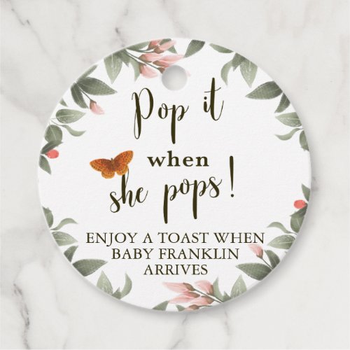 Pop It When She Pops Woodland Baby Shower Favor Tags