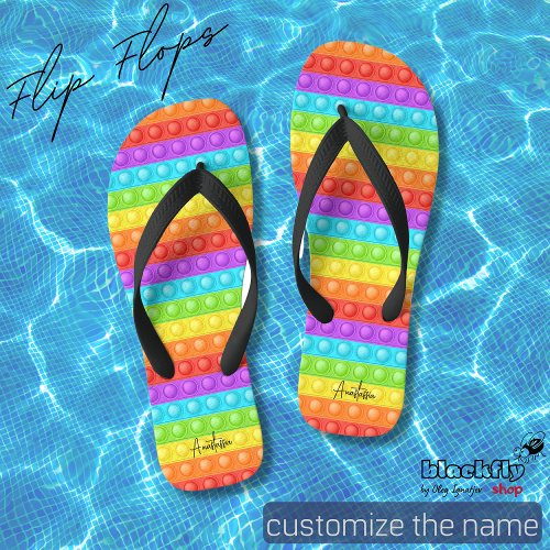 Pop_it with your name colorful flip flops