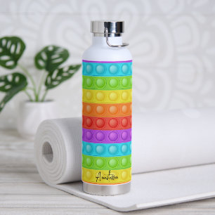 Pop-it with your name colorful water bottle