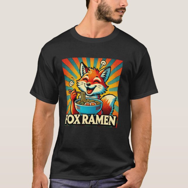 Pop Japanese Art Noodles Lover Wildlife Cute Fox R T-Shirt (Front)