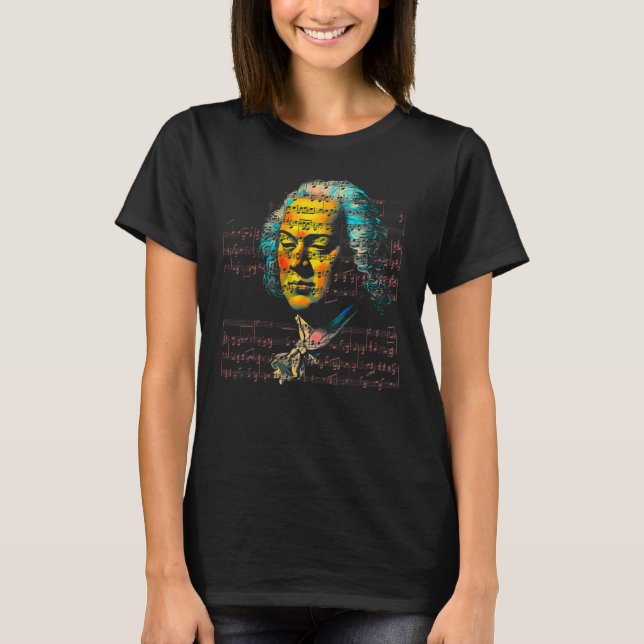Pop Johann Sebastian Bach Music Composer Piano T-Shirt (Front)